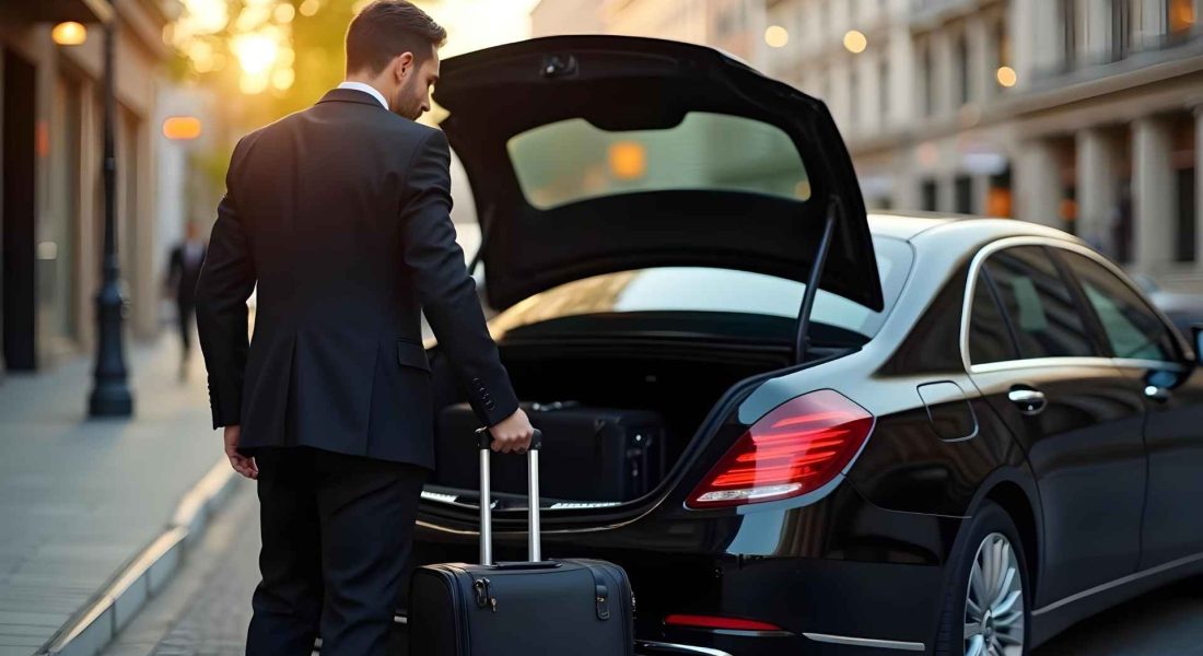 Un chauffeur privé qui range les bagages de ses clients à Cassis